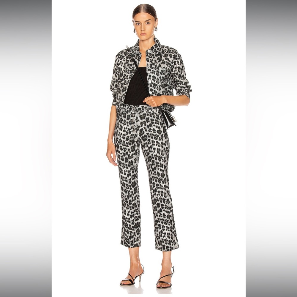 Miaou Black and White Leopard Print Cropped Pants